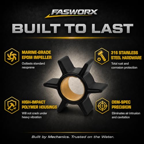 FASWORX 46-77177A3 Complete Water Pump Impeller Repair Kit Replacement for Mercury Mariner Force Outboard 30-70 HP 2-Stroke, Includes Upper Housing & Lower Base - Replaces Sierra 18-3324, 77177A3