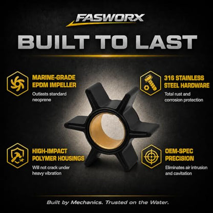 FASWORX 46-77177A3 Complete Water Pump Impeller Repair Kit Replacement for Mercury Mariner Force Outboard 30-70 HP 2-Stroke, Includes Upper Housing & Lower Base - Replaces Sierra 18-3324, 77177A3