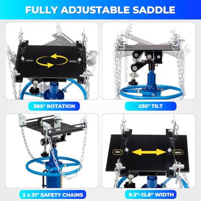 1322 LBS Hydraulic Transmission Jack, 34.3"-68.9" High Lift