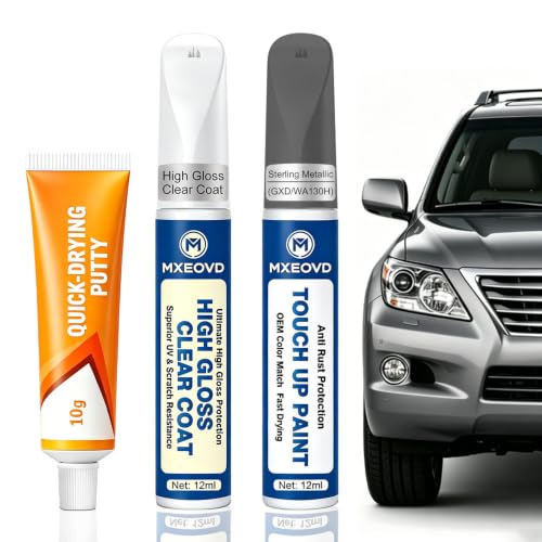 Sterling Metallic (GXD/WA130H) Touch Up Paint Compatible with GMC,All in One Car Scratch Repair Kit with Primer Putty & Clear Coat, Complete Sanding Tools Set for Scratches Chips Nicks - color: Sterling Metallic （GXD/WA130H), size: GMC
