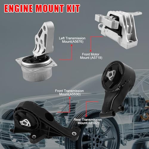 4Pcs Engine Motor Mount Set Fit for 2013-2015 Chevy Malibu 2.0L/2.5L L4 - size: 2013-2015 for Chevry Malibu 2.0L AUTO