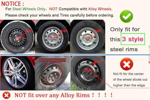 16 inch Hubcaps ABS Replacement for Steel Wheel（Non-Alloy） Snap-on Set of 4 - color: BK-Red-Black, size: 16-inch