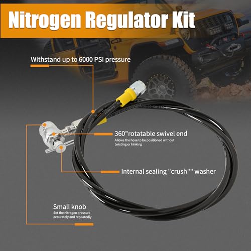4000Psi Nitrogen Regulator Kit,Nitrogen Shock Fill Tool with No-Loss Schrader Chuck & Gauge Compatible with Kawasaki,Dirt Bike, ATV, UTV,Moto,Yamaha