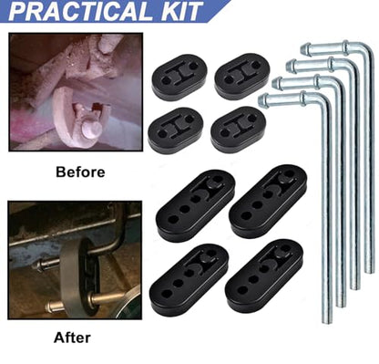 Exhaust Hanger Rod & Rubber Hanger Set, 10" Long 3/8" Rod, 12 Pcs - size: 12 PACK