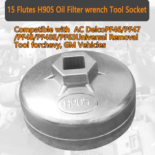 15 Flutes H905 Oil Filter wrench Tool Socket 73mm Compatible with AC Delco PF46/PF47/PF48/PF48E/PF63 Universal Removal Tool forchevy, GM Vehicles. - size: 73mm H905 15 Flutes