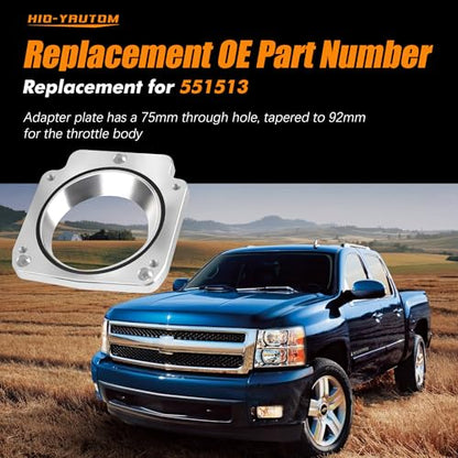 551513 LS Throttle Body Adapter 92mm Compatible with LS1 3 Bolt Intake Manifold to LS3 4 Bolt Throttle Body DBC L33 L59 LM4 LM7 LQ4 LQ9 LR4 LS6 LSX 4.8L 5.3L 5.7L 6.0L Replacement for 551513