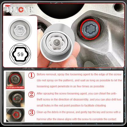 059 Wheel Locking Nut Key Socket for BMW, Socket OD 29mm - ID 25mm - color: Socket 059