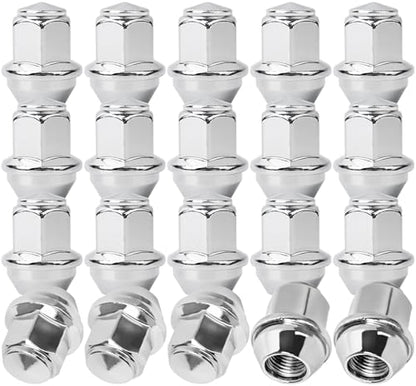 M14*1.5 One-Piece Lug Nuts,20 pcs OEM Factory Style Chrome Wheel Nuts for 2015-2023 Ford Edge Mustang Explorer Fusion GT/Lincoln Aviator MKX MKZ 611-007 ACPZ-1012-D ACPZ-1012-M - size: M14x1.5