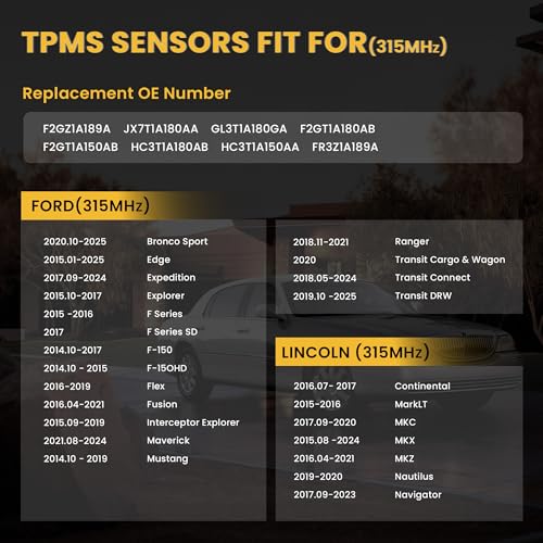TPMS Tire Pressure Sensors 315MHz Fit for Ford F-150 F2GZ1A189A - size: 4PCS