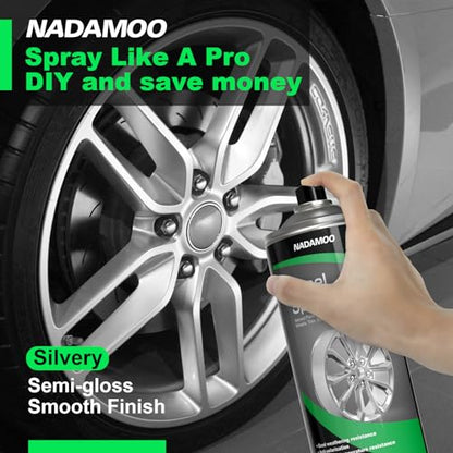 NADAMOO Aluminum Wheel Clear Protective Topcoat + Silver Wheel Spray Paint 2 Cans