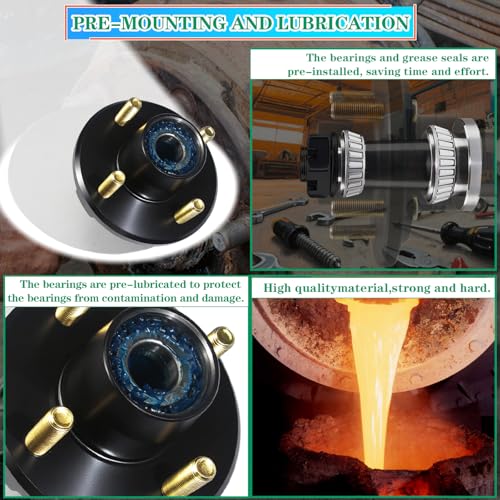 4x4 Pre-Iubricated Trailer Hub Kit for 2000lb 1'' Straight Axle