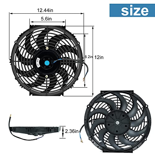 12 Inch Universal Slim Fan Push Pull Electric Radiator Cooling Fan - size: 12inch 80W