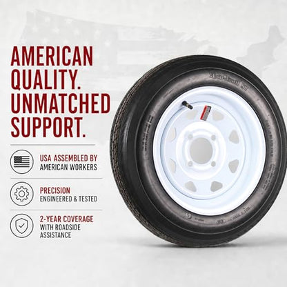 eCustomrim 2-Pack Trailer Tire Rim Assembly 4.80-12 480-12 4 Lug LRC White