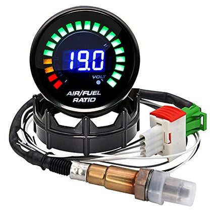 ARTILAURA 2-1/16" 52mm Air/Fuel Ratio Gauge LED Digital Display with Narrowband O2 Oxygen Sensor Car Gauge for 12V Car