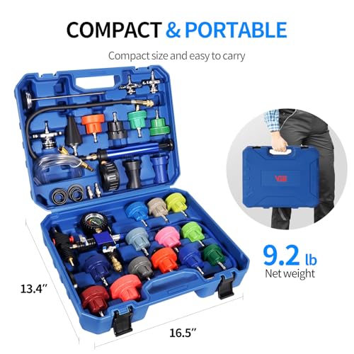 VTG VOGTEN 31PCS Coolant Pressure Tester Kit,w/23 Radiator Adapters(Blue) - color: Blue