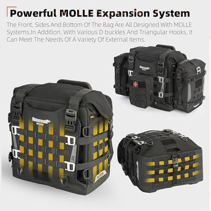 Rhinowalk Motorcycle Saddlebag 35L Waterproof, Quick Release Motorbike Side Bag, Universal Fit Motorcycle Side Bag (1-Piece) - color: Black 35L