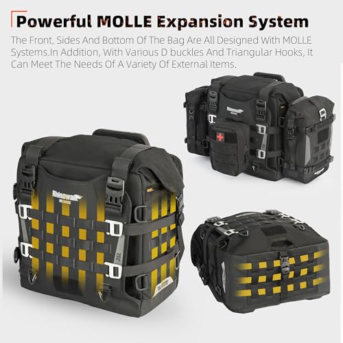 Rhinowalk Motorcycle Saddlebag 35L Waterproof, Quick Release Motorbike Side Bag, Universal Fit Motorcycle Side Bag (1-Piece) - color: Black 35L