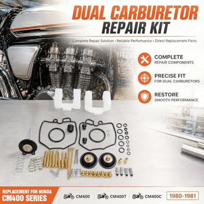2Pcs Carburetor Repair Kit Replacement for Honda CM400