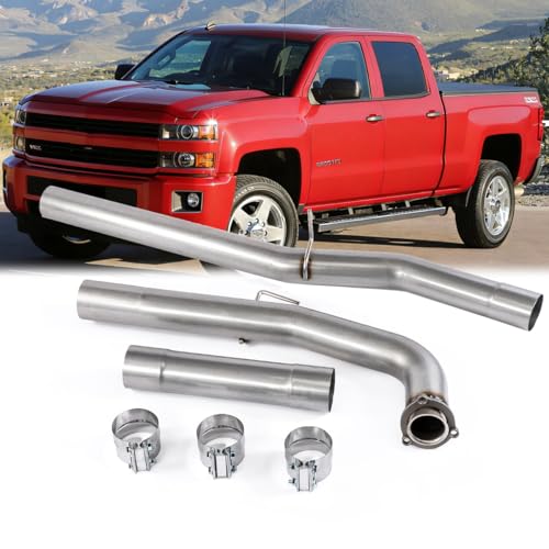 Stainless Steel Exhaust Pipe Kit for 2015.5-2016 Sierra Silverado 2500 3500 HD 6.6L Duramax 4" Powerstroke Diesel - size: for 2015.5-2016 Sierra Silverado 2500 3500HD