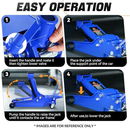 Auto Dynasty 4Ton Low Profile Floor Jack, Heavy Duty w/Dual Pistons, Blue - color: Blue, size: 4T Dual Pump