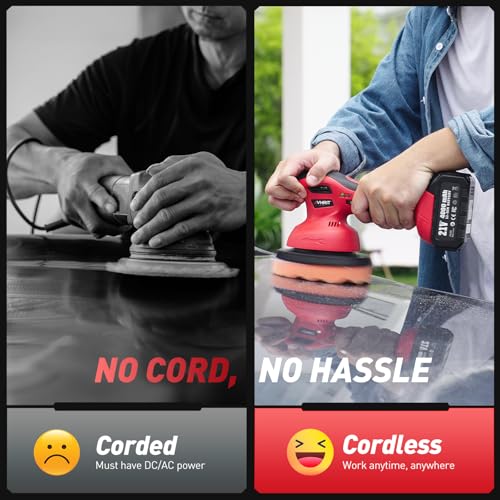 6 Inch Cordless Car Buffer Polisher With 2×4000mAh Batteries - color: Cherry Red