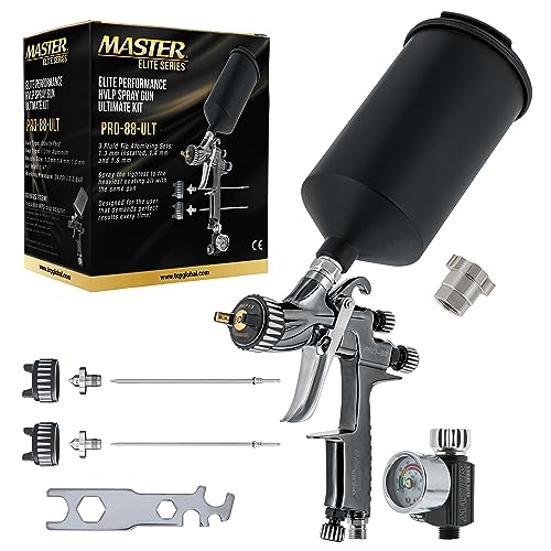 Master Elite Performance PRO-88 HVLP Automotive Spray Paint Gun with 3 Tips - size: 1.3mm, 1.4mm, 1.8mm