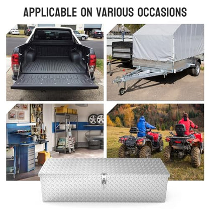 TUFFIOM 39"x13" x10" Aluminum Truck Bed Tool Box w/Side Handle & Lock Keys - color: Silver, size: 39 inch