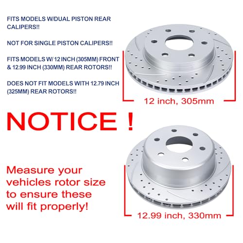 Acinoparts Front(12") and Rear(12.99") Brake Kit for Chevrolet Avalanche - size: HMBK21301