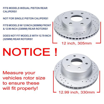 Acinoparts Front(12") and Rear(12.99") Brake Kit for Chevrolet Avalanche - size: HMBK21301
