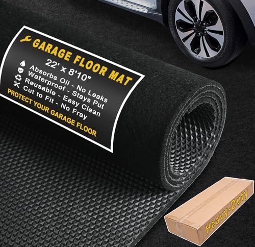 Extra-Large Garage Mat 22' x 8'10" - Durable Oil Mat for Garage Mats for Floor Under Car, Washable Garage Rug, Absorbent Floor Mats with Waterproof Liner, Garage Carpet, Oil Change Mats, Car Rug - size: 8'10" x 22' (Rectangular)