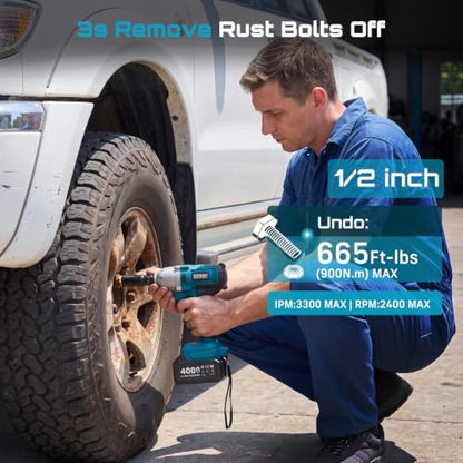 Seesii Impact Wrench & Impact Driver Combo Kit for Auto Repair & Home DIY - color: 665 Ft-lbs / 2x Battery / Impact Driver