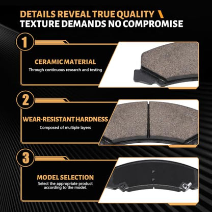 D1159 Front Ceramic Brake Pads Kit Fit For Buick Lucerne 2006-2011, For LaCrosse 2008-2009, For Cadillac DTS 2006-2011, For Chevrolet Impala 2006-2013, For Monte Carlo 2006-2007 - style: HZ1159