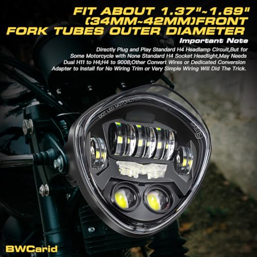 7 Inch LED Motorcycle Headlight With DRL Demon Eye Hi/Low LED Headlamp Triangle with Clamp Mount Bracket Fit 1.37-1.69 Inch Fork for Cafe Racer Chopper Bobber Scrambler Motorcycle, Black - size: 7in C3 Motorcycle Headlight with DRL Triangle