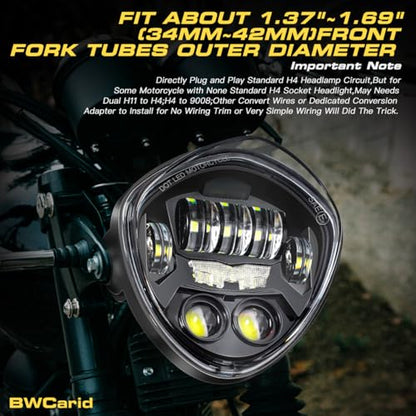 7 Inch LED Motorcycle Headlight With DRL Demon Eye Hi/Low LED Headlamp Triangle with Clamp Mount Bracket Fit 1.37-1.69 Inch Fork for Cafe Racer Chopper Bobber Scrambler Motorcycle, Black - size: 7in C3 Motorcycle Headlight with DRL Triangle