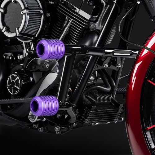 Advanblack Protek Two Step Highway Peg Crash Bar with CNC Slider Fit for 2014-2025 Harley Touring Road Glide Street Glide Electra Glide – Engine Guard Performance Upgrade (Purple CNC) - color: Purple CNC