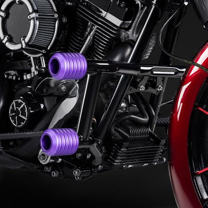 Advanblack Protek Two Step Highway Peg Crash Bar with CNC Slider Fit for 2014-2025 Harley Touring Road Glide Street Glide Electra Glide – Engine Guard Performance Upgrade (Purple CNC) - color: Purple CNC