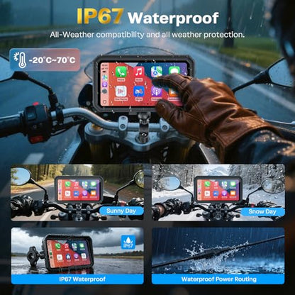 WonVon 6.25 Inch Wireless Motorcycle Carplay GPS Navigation System with Apple Carplay and Android Auto Portable Screen with Dual Bluetooth, Navigation, Siri, Google Assistant with Magnetic Mount - size: 6.25 Inch+Magnetic Mount
