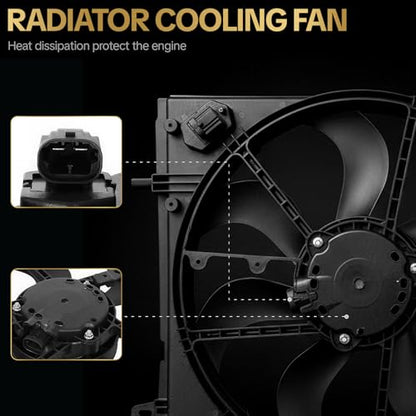 620-473 Radiator Cooling Fan Assembly Fits for 2017-2021 Nissan Rogue Sport L4 2.0L Replace OE 620473 214816MA0A 21481-6MA0A 214816MA0B - size: Rogue Sport 2017-2022, Qashqai 2017-2023