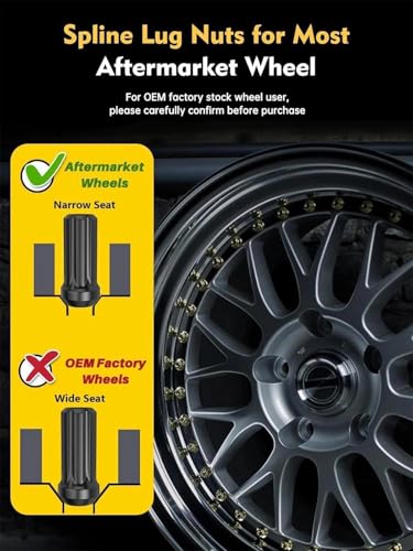 MIKKUPPA 9/16-18 Wheel Lug Nuts, Black 20PCS 7 Splined Tire Nuts 3/4" Hex - color: Black, size: 9/16"-18, style: 20 PCS - Spline Tuner