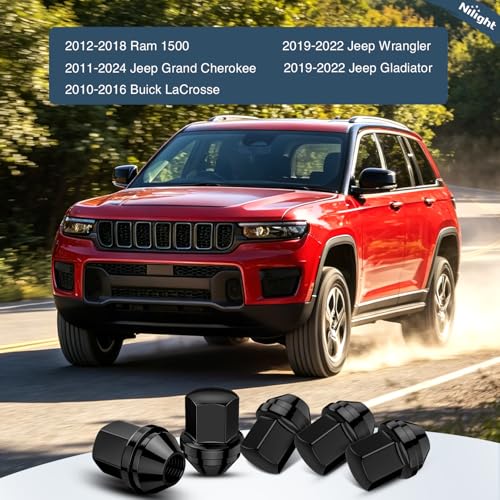 Nilight 20PCS M14x1.5 Lug Nuts Compatible with 2012-2018 Ram 1500 - color: Black, size: 20PCS Ram 1500 2012-2018 Wrangler/Gladiator 19-22