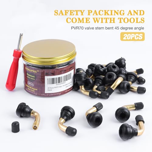 Tire Valve Stems PVR70 (20 Pcs), 90 Degree Motorcycle Valve Stem, Snap-in Valve Stems Compatible with Yamaha Honda Kawasaki Suzuki Triumph Harley, Valve Stem for Motorcycle, ATV, Scooter - color: PVR70 90 degree 20 Pcs