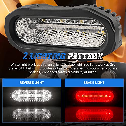 LED Third Brake Light, Rear High Mount Brake Lamp Led Tail Red and White Backup Reverse Light Universal Compatible with Off Road Truck Pickup SUV UTV Trailer, 1PC