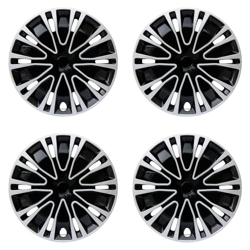 16 inch Hubcaps ABS Replacement for Steel Wheel（Non-Alloy） Snap-on Set of 4 - color: BK-Silver-Black, size: 16-inch