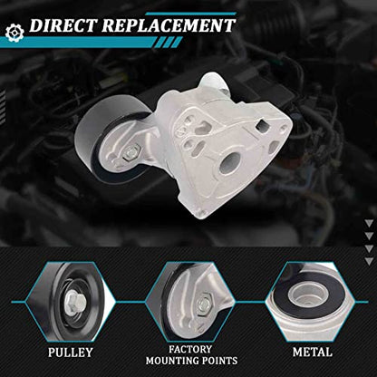IRONTEK 38278 Belt Tensioner Pulley Assembly fit for Acura (2006-2011 CSX/ 2013-2015 ILX/2007-2012 RDX), fit for Honda (2006-2015 Civic/ 2002-2014 CR-V/ 2003-2011 Element #31170PNA013 33997 - size: 31170RAAA02