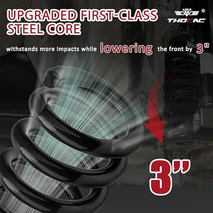 3'' Front Lowering Coil Springs Compatible with 1963-1987 Chevy C10 GMC C15 2WD, Bolt-On Powder Coated Drop Coils Front Suspension Kit - color: black, size: 1963-1987 C10 C15