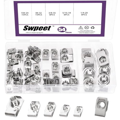 Swpeet 50Pcs 5Sizes 304 Stainless Steel Auto Car U-Clip Assortment Kit, U-Shaped Nut U Nut, Metal Trim Panel Spring Clip Fasteners for Dash Door Panel Interior Compatible with Most Auto - size: N7
