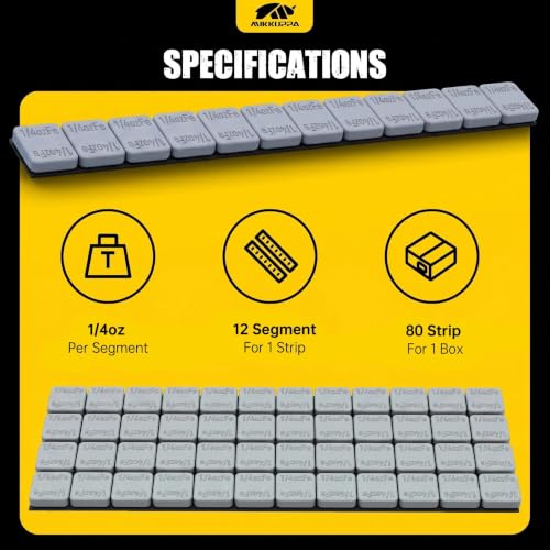 MIKKUPPA 1/4oz Adhesive Stick on Wheel Weights Gray 0.25oz, 240oz/Box - color: Grey, size: 960 PCS