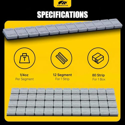 MIKKUPPA 1/4oz Adhesive Stick on Wheel Weights Gray 0.25oz, 240oz/Box - color: Grey, size: 960 PCS