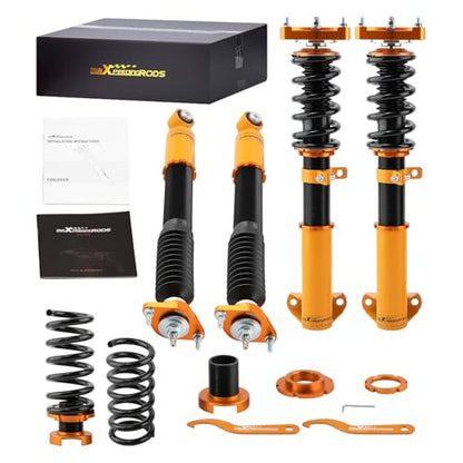 maXpeedingrods Coilovers for Benz C-Class W204 C180 C200 C220 C300 C350 2008-2014 RWD, 24 Levels Damper Adjustable Coilovers Suspension Kit, Height Adjustable Shock Absorber Lowering Kit, Gold