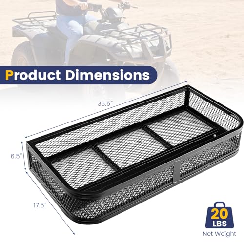 ATV Front Cargo Basket, Universal Cargo Storage Rack with Mesh Design & Steel Construction, ATV Rack Storage Basket Heavy-Duty Detachable Luggage Carrier - size: Front Cargo Carrier